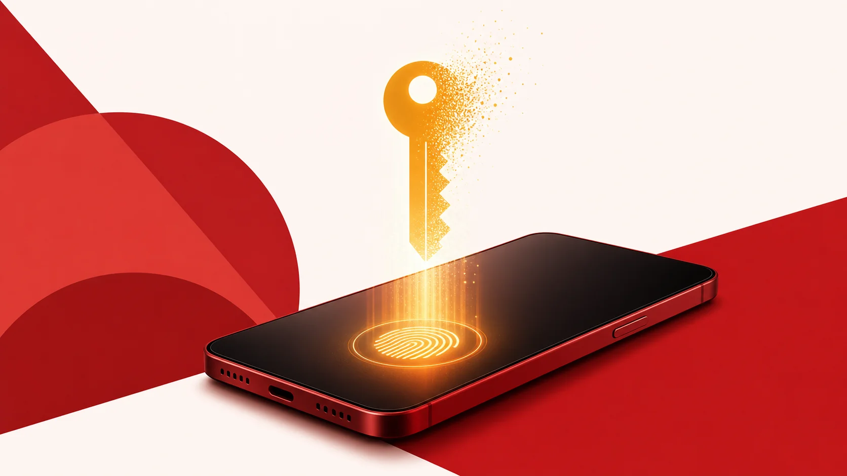 Passkey kurulumunu simgeleyen soyut güvenlik kimliği illüstrasyonu
